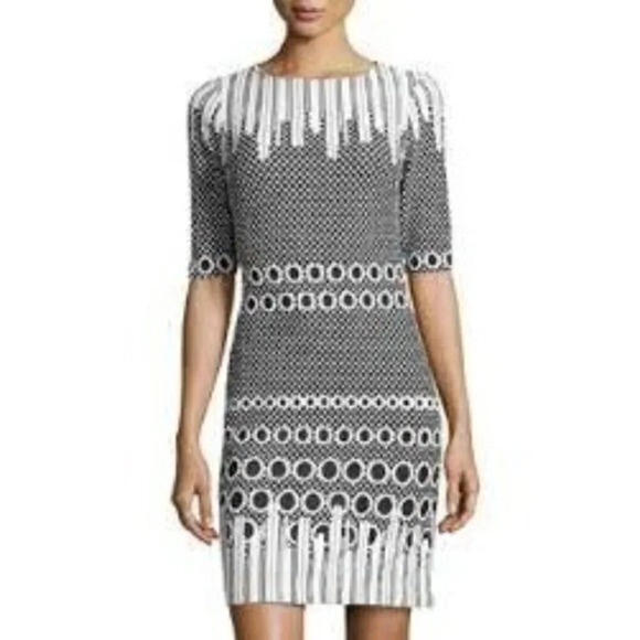 Julia Jordan Black & White Stretch Sheath Dress 4 - Picture 1 of 6